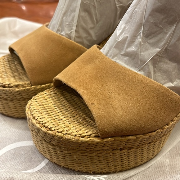 Sam Edelman Womens Immie Tan Suede Open Toe Block Heel Pumps Shoes size 7 - Picture 2 of 5